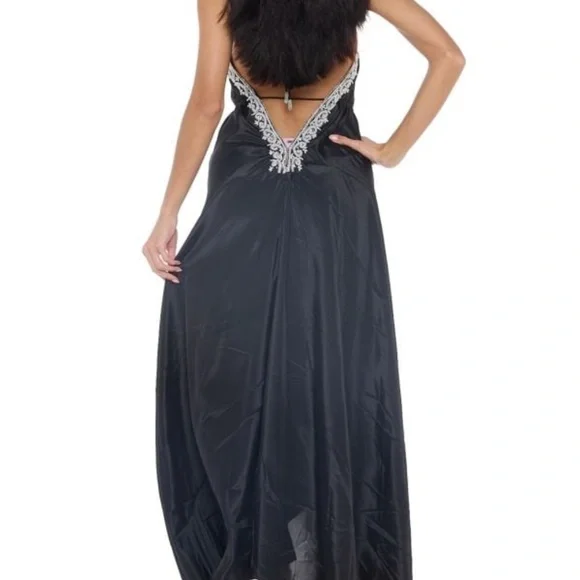 Black Embellished Halter Coverup Maxi Dress - Picture 2 of 4